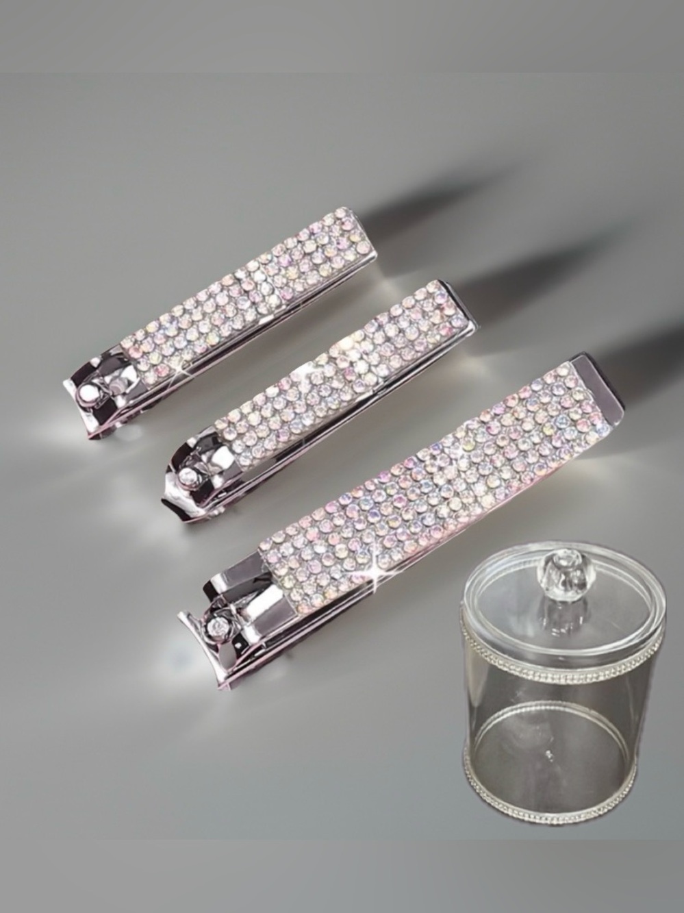 Nail Clipper 3pcs set W/Rhinestone Accent Storage~ Rhinestone Accent ⭐️🆕⭐️ - Picture 3 of 11